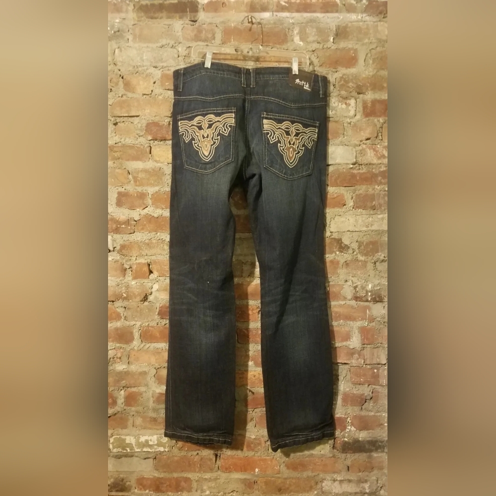 VINTAGE NWT ANTIK DENIM 38x36 Blue Button 1990's BAGGY WU TANG STYLE BAGGY JEANS